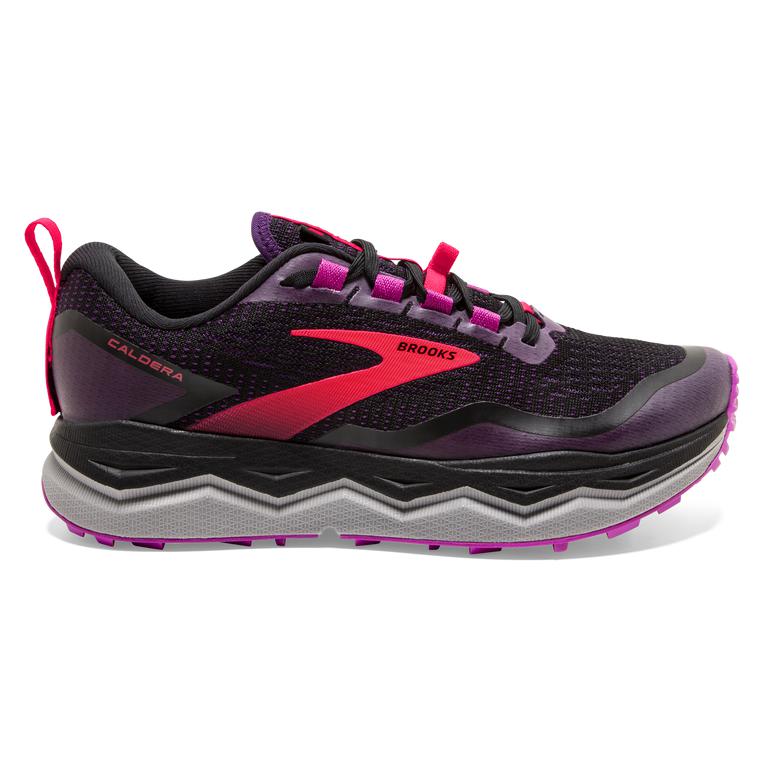 Brooks Caldera 5 - Womens Distance Trail Running Shoes - Black/Fuschia/Orangered/Purple (05621YUWP)